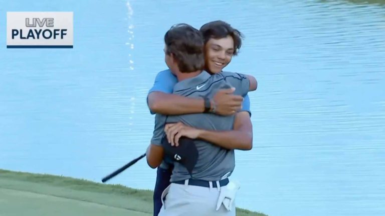 With Charlie Woods as caddie, star teen qualifies for U.S. Open With Charlie Woods as caddie, star teen qualifies for U.S. Open